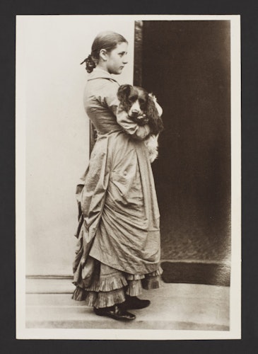 Beatrix Potter aged 15 with her dog Spot by Rupert Potter c 1880 1 print on paper Linder Bequest Victoria and Albert Museum London