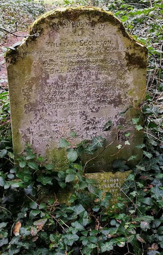 Gravestone William Eccleton Covered with Ivy