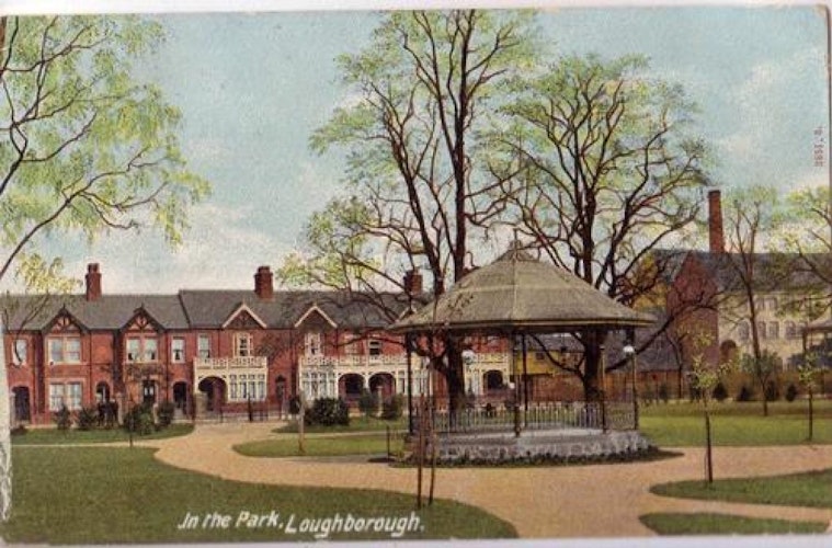 Pgds 20080610 125605 Postcard Queens Park Bandstand Franked 1904